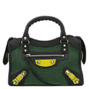 バレンシアガ BALENCIAGA クラシック ミニシティ 300295 ブラック×グリーン×ブラック レザー キャンバス ラバー 2WAYバッグ シルバー金具 ミニバッグ ショルダー ミラー欠品