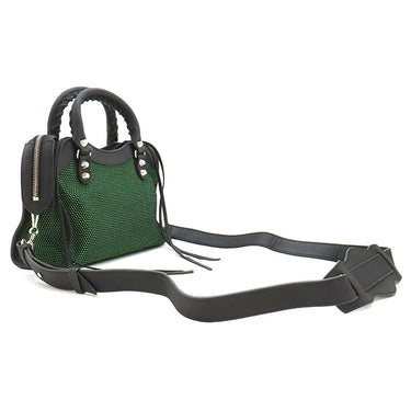 バレンシアガ BALENCIAGA クラシック ミニシティ 300295 ブラック×グリーン×ブラック レザー キャンバス ラバー 2WAYバッグ シルバー金具 ミニバッグ ショルダー ミラー欠品