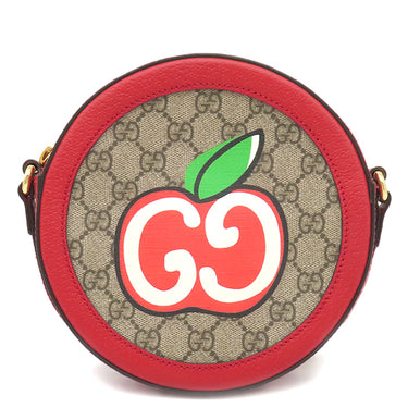 グッチ GUCCI GGアップル クロスボディバッグ 625216 レッド GGスプリームキャンバス ショルダーバッグ ゴールド金具 赤 ポシェット 丸型