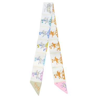 エルメス HERMES ツイリー グリペール×ヴェール×ジョーヌ シルク スカーフ 【CHEVAL DE COEUR BANDANA/シュヴァル ドゥ クール バンダナ】