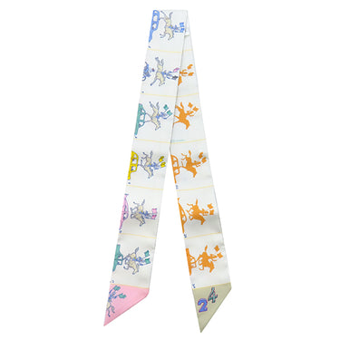 エルメス HERMES ツイリー グリペール×ヴェール×ジョーヌ シルク スカーフ 【CHEVAL DE COEUR BANDANA/シュヴァル ドゥ クール バンダナ】