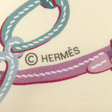 エルメス HERMES ツイリー クリーム×オレンジ×ジョーヌ シルク スカーフ 【ブリッドドゥガラ アップリケピケ】