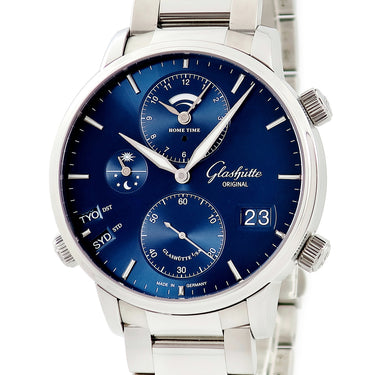腕時計 グラスヒュッテ オリジナル GLASHUTTE ORIGINAL セネタ コスモポリト 1-89-02-05-02-70 自動巻き メンズ ブルー 青 パノラマデイト GMT