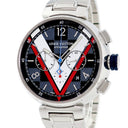 腕時計 ルイヴィトン LOUIS VUITTON タンブール クロノグラフ ダミエ コバルトV QA076Z 自動巻き メンズ デイト スモールセコンド