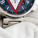 腕時計 ルイヴィトン LOUIS VUITTON タンブール クロノグラフ ダミエ コバルトV QA076Z 自動巻き メンズ デイト スモールセコンド