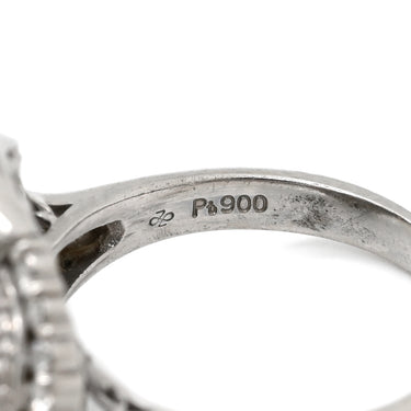ノンブランド NON BRAND 黒蝶パール 13.6mm ダイヤ グレー×プラチナシルバー Pt900 パール ダイヤモンド リング 指輪 1P 1粒 真珠 大粒 Pt900 黒銀色 シルバーグレー パヴェ テーパー ラウンドシェイプ 17号