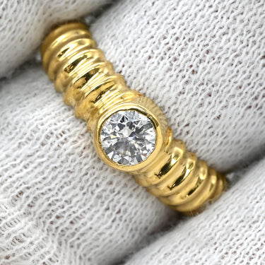 ノンブランド NON BRAND ダイヤモンド 0.33ct イエローゴールド K18YG ダイヤモンド リング 指輪 1石 1粒 18K 750 YG ラウンドブリリアントカット 11号