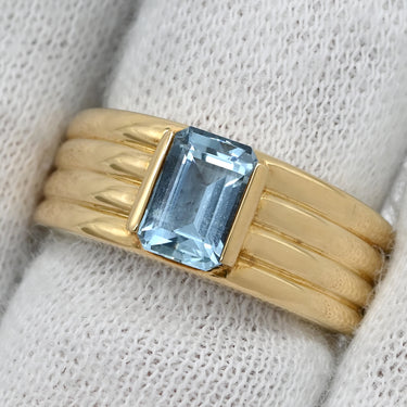 タサキ TASAKI アクアマリン ブルー×イエローゴールド K18YG アクアマリン リング 指輪 TASAKI Au750 18K 18金 バケットミックスカット 11号