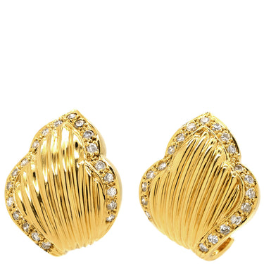 ノンブランド NON BRAND ダイヤモンド 0.40ct デザインピアス イエローゴールド K18YG ダイヤモンド ピアス 18K 750 YG スタッド 両耳用 幅広