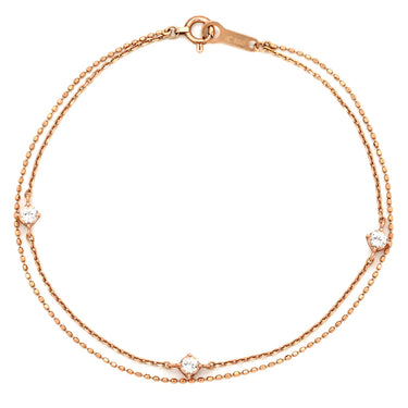 4℃ 4℃ K10 2連 ピンクゴールド K10PG 石付き ブレスレット 10K 2重 クリアストーン 2重