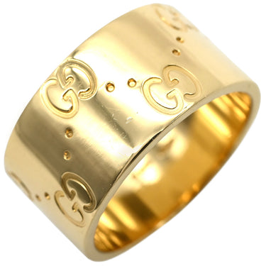 グッチ GUCCI アイコン ワイド イエローゴールド K18YG リング 指輪 K18YG Au750 18K 18金 ICON GGロゴ 幅広 太め ボリューム 8号