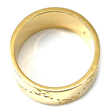 グッチ GUCCI アイコン ワイド イエローゴールド K18YG リング 指輪 K18YG Au750 18K 18金 ICON GGロゴ 幅広 太め ボリューム 8号