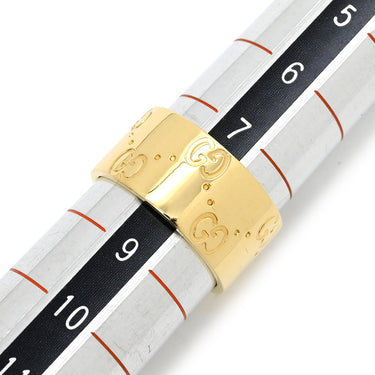 グッチ GUCCI アイコン ワイド イエローゴールド K18YG リング 指輪 K18YG Au750 18K 18金 ICON GGロゴ 幅広 太め ボリューム 8号