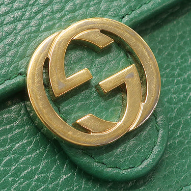 グッチ GUCCI インターロッキングG 615523 グリーン レザー チェーンウォレット ゴールド金具 チェーンショルダー ショルダーバッグ