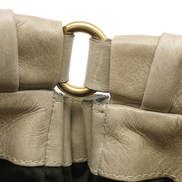 ミュウミュウ MIU MIU ロゴ ベージュ レザー 2WAYバッグ ゴールド金具 ハンドバッグ ショルダー