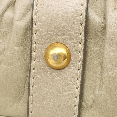 ミュウミュウ MIU MIU ロゴ ベージュ レザー 2WAYバッグ ゴールド金具 ハンドバッグ ショルダー