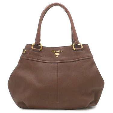 プラダ PRADA ロゴプレート 2WAY BN1777 ブルチャート レザー ヴィッテロダイノ ハンドバッグ ゴールド金具 ハンドバッグ ショルダー
