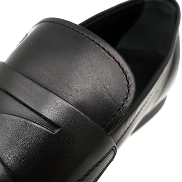 トッズ TODS モノグラム ロゴ ブラック レザー ＃7 ローファー 黒 革靴