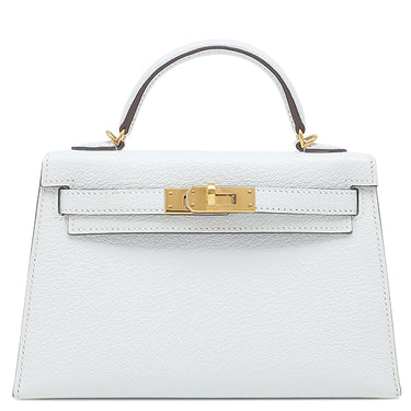 エルメス HERMES ミニケリードゥ 外縫い ブループリュム シェブルミゾル 2WAYバッグ シルバー金具 水色 ショルダー
