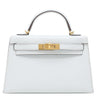 エルメス HERMES ミニケリードゥ 外縫い ブループリュム シェブルミゾル 2WAYバッグ シルバー金具 水色 ショルダー