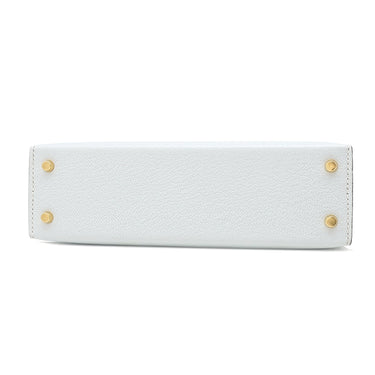 エルメス HERMES ミニケリードゥ 外縫い ブループリュム シェブルミゾル 2WAYバッグ シルバー金具 水色 ショルダー