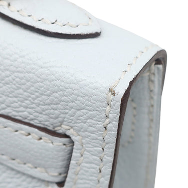 エルメス HERMES ミニケリードゥ 外縫い ブループリュム シェブルミゾル 2WAYバッグ シルバー金具 水色 ショルダー