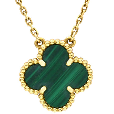 ヴァンクリーフアーペル Van Cleef & Arpels ヴィンテージ アルハンブラ VCARO9VA00 グリーン×イエローゴールド K18YG マラカイト ネックレス Au750 18K YG 緑 マラカイト マット