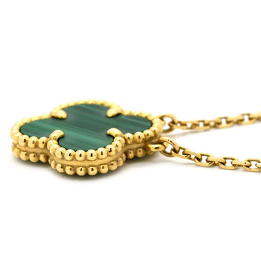 ヴァンクリーフアーペル Van Cleef & Arpels ヴィンテージ アルハンブラ VCARO9VA00 グリーン×イエローゴールド K18YG マラカイト ネックレス Au750 18K YG 緑 マラカイト マット