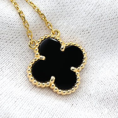 ヴァンクリーフアーペル Van Cleef & Arpels ヴィンテージ アルハンブラ VCARA45800 ブラック×イエローゴールド K18YG オニキス ネックレス Au750 18K オニキス