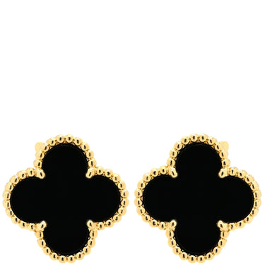 ヴァンクリーフアーペル Van Cleef & Arpels ヴィンテージ アルハンブラ VCARA44200 ブラック×イエローゴールド K18YG オニキス ピアス 黒 Au750 YG 18K オニキス