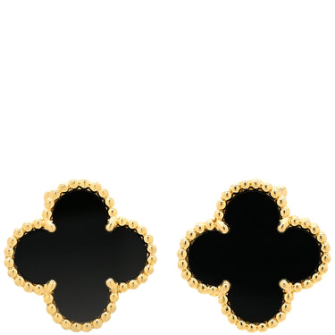 ヴァンクリーフアーペル Van Cleef & Arpels ヴィンテージ アルハンブラ VCARA44200 ブラック×イエローゴールド K18YG オニキス ピアス 黒 Au750 YG 18K オニキス