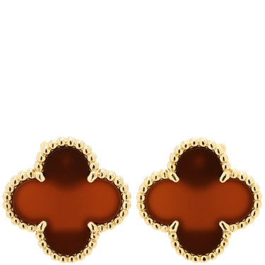 ヴァンクリーフアーペル Van Cleef & Arpels ヴィンテージ アルハンブラ VCARD40400 レッド×イエローゴールド K18YG カーネリアン ピアス 赤 750 18K 18金 カーネリアン 紅玉髄