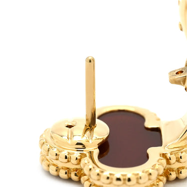 ヴァンクリーフアーペル Van Cleef & Arpels ヴィンテージ アルハンブラ VCARD40400 レッド×イエローゴールド K18YG カーネリアン ピアス 赤 750 18K 18金 カーネリアン 紅玉髄