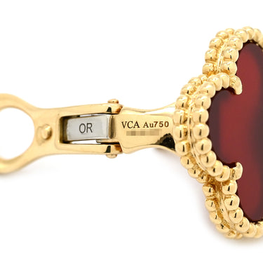 ヴァンクリーフアーペル Van Cleef & Arpels ヴィンテージ アルハンブラ VCARD40400 レッド×イエローゴールド K18YG カーネリアン ピアス 赤 750 18K 18金 カーネリアン 紅玉髄