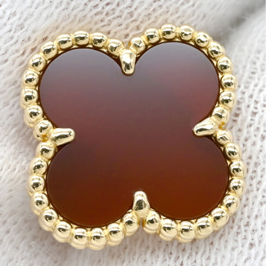ヴァンクリーフアーペル Van Cleef & Arpels ヴィンテージ アルハンブラ VCARD40400 レッド×イエローゴールド K18YG カーネリアン ピアス 赤 750 18K 18金 カーネリアン 紅玉髄