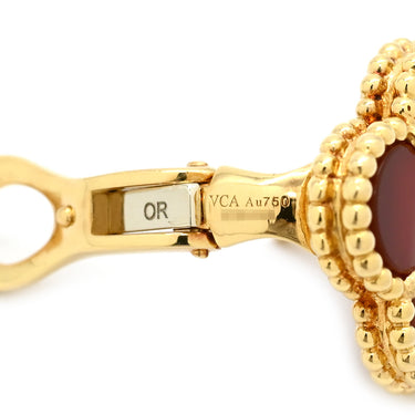 ヴァンクリーフアーペル Van Cleef & Arpels ヴィンテージ アルハンブラ VCARD40400 レッド×イエローゴールド K18YG カーネリアン ピアス 赤 750 18K 18金 カーネリアン 紅玉髄
