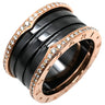 ブルガリ BVLGARI ビーゼロワン B-zero1 4バンド ダイヤ リング ブラック×ピンクゴールド K18PG セラミック ダイヤモンド #54(JP14) リング 指輪 黒 750PG 18金 ダイア 13号