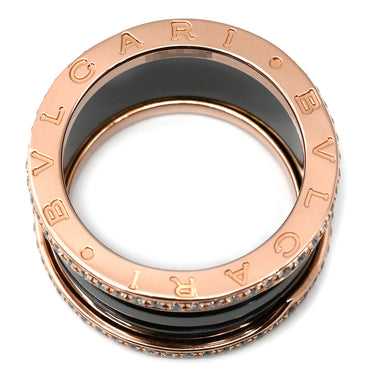 ブルガリ BVLGARI ビーゼロワン B-zero1 4バンド ダイヤ リング ブラック×ピンクゴールド K18PG セラミック ダイヤモンド #54(JP14) リング 指輪 黒 750PG 18金 ダイア 13号