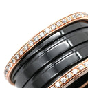 ブルガリ BVLGARI ビーゼロワン B-zero1 4バンド ダイヤ リング ブラック×ピンクゴールド K18PG セラミック ダイヤモンド #54(JP14) リング 指輪 黒 750PG 18金 ダイア 13号
