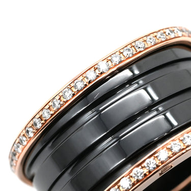 ブルガリ BVLGARI ビーゼロワン B-zero1 4バンド ダイヤ リング ブラック×ピンクゴールド K18PG セラミック ダイヤモンド #54(JP14) リング 指輪 黒 750PG 18金 ダイア 13号