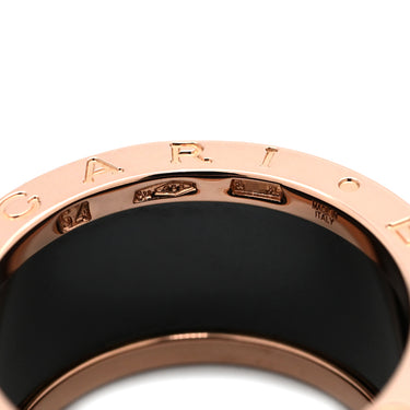 ブルガリ BVLGARI ビーゼロワン B-zero1 4バンド ダイヤ リング ブラック×ピンクゴールド K18PG セラミック ダイヤモンド #54(JP14) リング 指輪 黒 750PG 18金 ダイア 13号