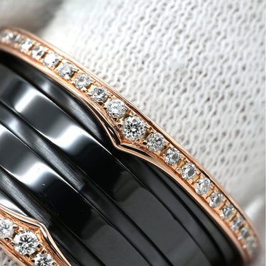 ブルガリ BVLGARI ビーゼロワン B-zero1 4バンド ダイヤ リング ブラック×ピンクゴールド K18PG セラミック ダイヤモンド #54(JP14) リング 指輪 黒 750PG 18金 ダイア 13号