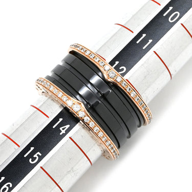 ブルガリ BVLGARI ビーゼロワン B-zero1 4バンド ダイヤ リング ブラック×ピンクゴールド K18PG セラミック ダイヤモンド #54(JP14) リング 指輪 黒 750PG 18金 ダイア 13号