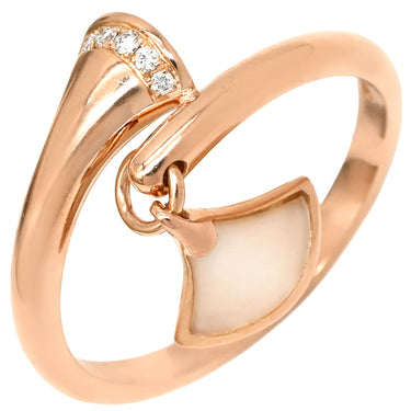 ブルガリ BVLGARI ディーヴァ ドリーム ホワイト×ピンクゴールド K18PG ダイヤモンド マザーオブパール リング 指輪 750 18金 ダイヤモンド シェル 20号