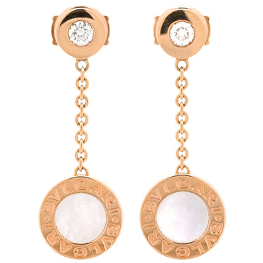 ブルガリ BVLGARI ブルガリブルガリ パールホワイト×ピンクゴールド K18PG ダイヤモンド ホワイトマザーオブパール ピアス Au750 ダイヤ ドロップ スイング マザーオブパール シェル