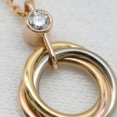 カルティエ Cartier ベビー トリニティ B7224815 ホワイトゴールド×イエローゴールド×ピンクゴールド K18WG K18YG K18PG ダイヤモンド ネックレス スリーカラー Au750 18K 3連 1P 1石 1粒 ダイヤ