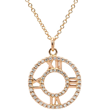 ティファニー Tiffany & Co アトラス オープン メダリオン ダイヤモンド ピンクゴールド K18PG ダイヤモンド ネックレス T&Co. K18PG Au750 18K 18金