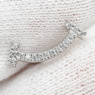ティファニー Tiffany & Co Ｔスマイル ミニ ダイヤ 60150739 ホワイトゴールド K18WG ダイヤモンド ピアス T&Co. 750 18K WG