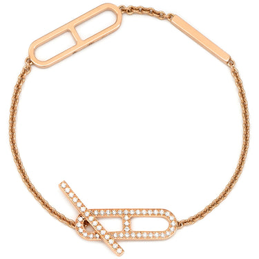 エルメス HERMES エヴァー シェーヌダンクル ダイヤ ローズゴールド K18PG ダイヤモンド ST ブレスレット ピンクゴールド 18K 750AU 54Pダイヤ