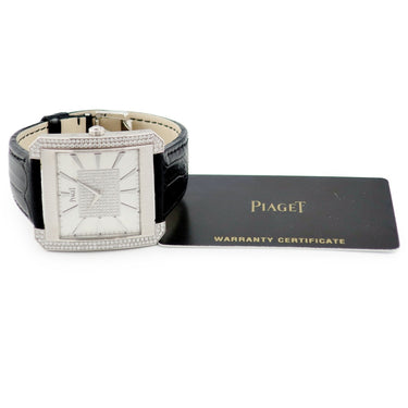 腕時計 ピアジェ PIAGET ブラック タイ プロトコール XXL G0A32006 手巻き メンズ K18WG無垢 純正ダイヤ シルバー スクエア